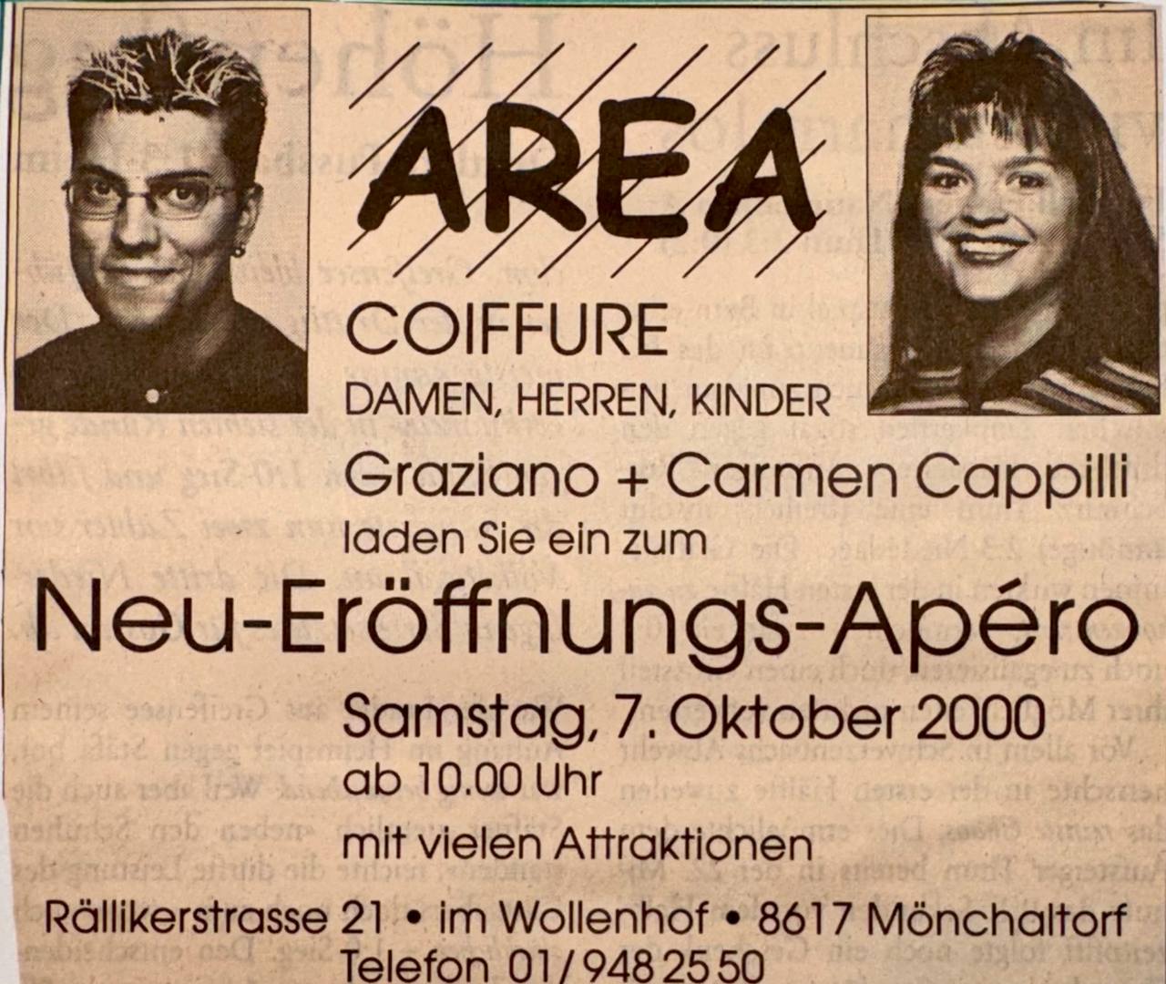 Der Beginn einer Ära: Eröffnung des ersten "Area" Coiffeursalons